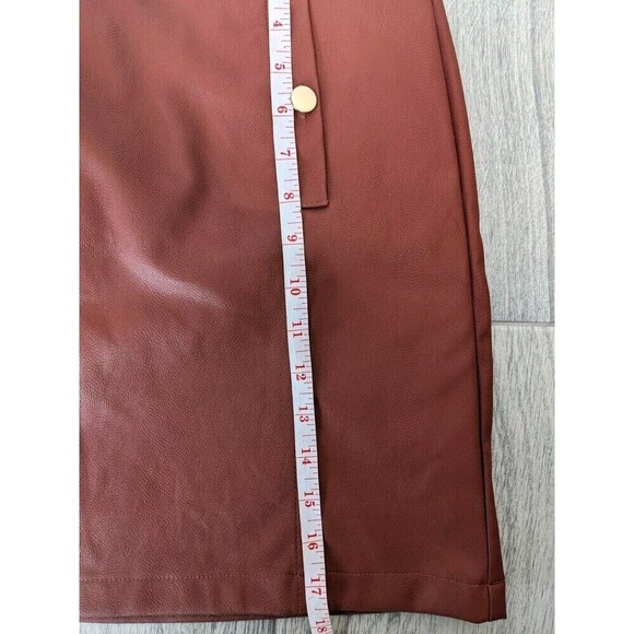 Loft Faux Leather Mini Skirt Brown Rust Size 4P - Picture 8 of 8
